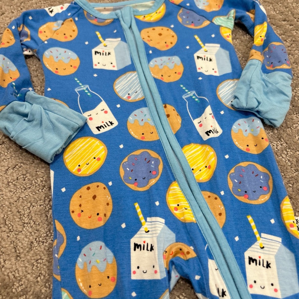 Little Sleepies Blue Milk & Cookies zippy - Picture 4 of 10